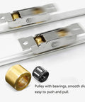 Top Shelf 304 Stainless Steel Sliding Window Rollers With Heavy Duty Bearing Wheels For Patio Doors And Glass Tracks, showing pulleys, smooth sliding.