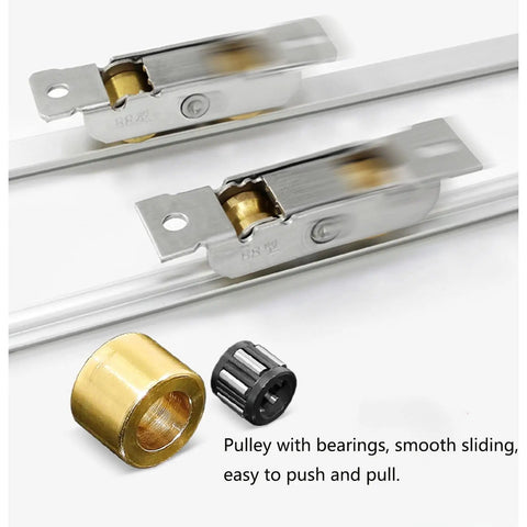 Top Shelf 304 Stainless Steel Sliding Window Rollers With Heavy Duty Bearing Wheels For Patio Doors And Glass Tracks, showing pulleys, smooth sliding.