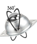 360-degree view of flange-mounted carbon steel ball from 32-Piece 1 Inch Roller Ball Transfer Bearing Set With Flange Mounted Carbon Steel Round Ball Transfer Units For Universal Rotation Ball Casters For Conveyors Roller Stands And Transmissions Load Capacity 400 Lbs.