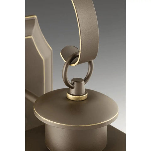 Close-up detail of Burlington Two Light Wall Lantern in Oil Rubbed Bronze Finish showing durable metal construction.
