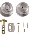 Coastal Style Door Knob With Lock For Bedroom Or Bathroom No Fuss Install Fits 1 3 8 To 1 3 4 Inch Doors Satin Nickel Finish