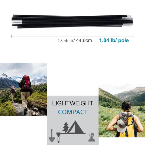 Replacement Tent Poles 20ft Long 1.3 Inch Outer Diameter 9.5mm Three Eighths Inch T6 Heated Aluminum Alloy Rod 1 Pole Pack