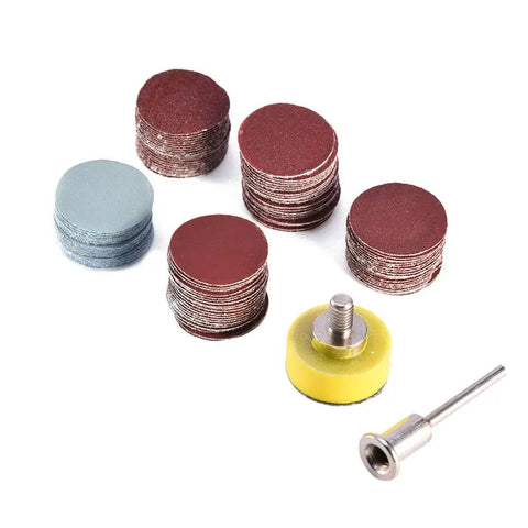 All In One Pro Grade 100 Piece 1 Inch Sanding Discs Kit With One Eighth Inch Shank For Dremel Rotary Tool Includes aluminum oxide discs
