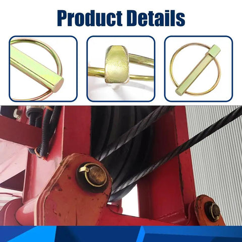 Beefed Up Heavy Duty Lynch Pin Set for 3 Point Hitch Pins 3 Sixteenth Inch Round Locks Trailer Gate close-up and application