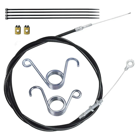Go Kart Throttle Cable Kit With Brake Return Springs For Predator 196cc 212cc 6.5HP Road Rocket Azusa Radio Flyer Vintage Carter Super Wheel Kids Go Kart Red Replacement Parts shown with springs and cables