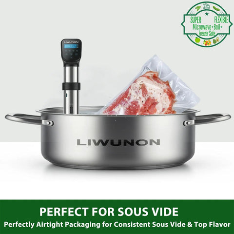Sous vide cooking with Durable Multi Layer BPA Free Vacuum Sealer Bags Rolls Set With Three 11 Inch By 20 Foot And Three 8 Inch By 20 Foot