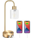 Gold Bedside Lamp With Silk Lampshade For Bedroom Small Table Lamp 3 Way Dimmable LED Bulb Included Warm White Nightstand Light Elegant Triangle Metal Base