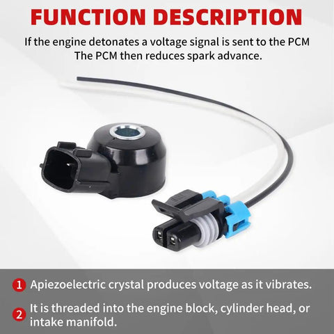 Drop In Knock Sensor Kit 22060-7B000 With Wiring Harness For Nissan Frontier Xterra Quest Villager Pathfinder 1999-2004 3.3L Replacement Ignition Knock Sensor Black, black sensor with harness
