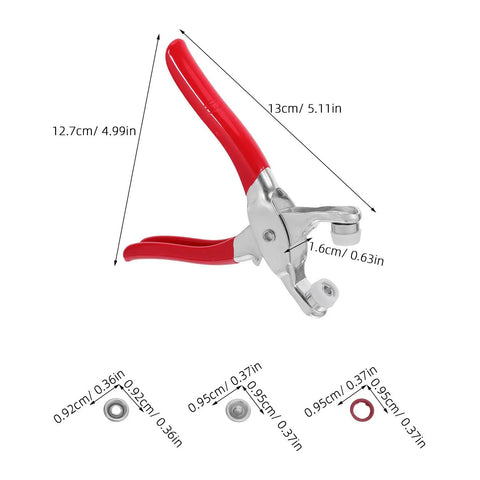 Sturdy Stainless Steel Snap Fasteners Kit Setter Tool With Five Claw Designed For Easy Garment Repairs And Craft Projects, 13cm red handled setter