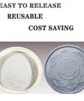 Beefy Large Round Brick Mold Nineteen Point Seven Inch Diameter Circular Concrete Tile for DIY walkways, side by side view