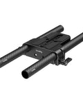 Sturdy Universal Camera Base Plate Kit With Dual 15mm Lightweight Rod Clamps Quick Release Platform showing black carbon fiber rods.