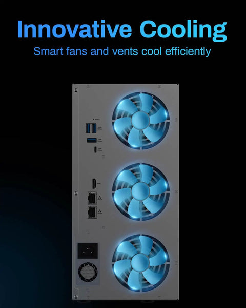 Screaming Fast 12 Bay Network Attached Storage Chassis Featuring Intel Core I7 1255U Powerhouse And 16Gb Ddr5 Cache For Seamless Cloud Sync with cooling fans.