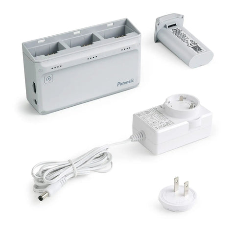 Atom SE Parallel Charging Hub Bundle With Fast Charge Batteries For The Drone includes hub, battery, adapter, plug