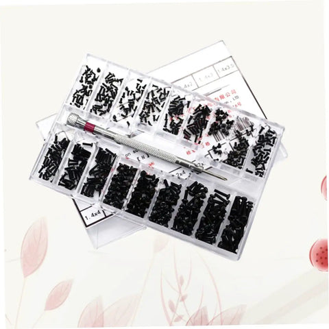 Top Tier Mini Screw Assortment Kit With 18 Assorted Sizes High Hardness Carbon Steel Black Fasteners for phone repair.