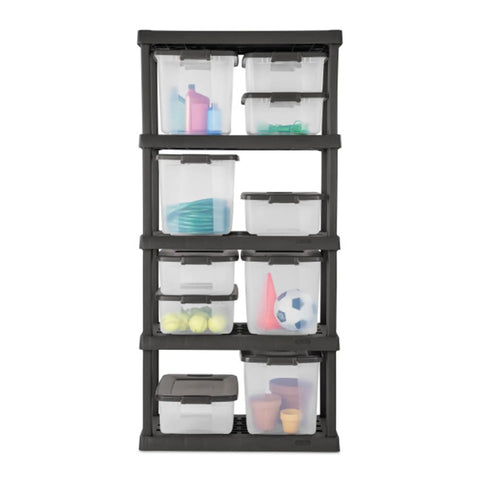 18-Pack Clear Gray Storage Bins With Lids Stackable Plastic Totes Heavy Duty 50 Quart Home Garage Utility Container Organize Your Crib And Workspace Crush Clutter Fast Rock Solid Construction Rugged Latches Versatile Totes For Tools Clothes And Gear Top