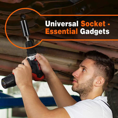 Ultimate Universal Socket Set With Power Drill Adapter Gift For Men Who Have Everything, Handy Grip Tool Kit For Dads Husbands Boyfriends, Dope Gift For Electricians Mechanics Carpenters And DIY Lovers