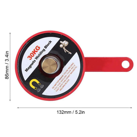 Heavy Duty Magnet Welding Block That Grips Tight As Glue For Stable Positioning Clamps with a 30kg hold and red alloy steel design.