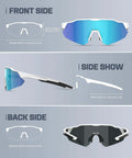 Front, side, and back view of Polarized Sunglasses For Men With UV400 Protection, Scratch-Resistant Lenses Built For Cycling, Fishing, Golf And Outdoor Adventures