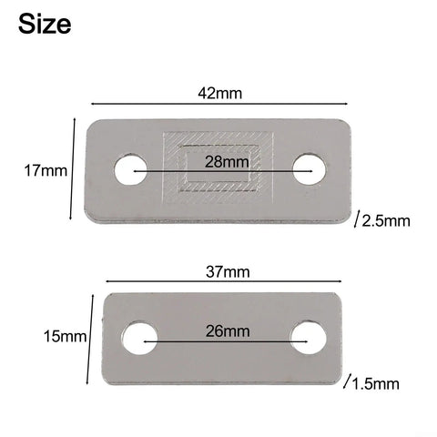 Dimensions of Magnetic Cabinet Catch And Latch Kit For Wardrobe Doors And Drawers, 42mm silver metal hardware, 2 pack