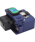 High Precision Machined Aluminum Alloy Fiber Cleaver With Automatic Return Cutter And 3 In One Fixture, blue handheld tool for fiber cutting.