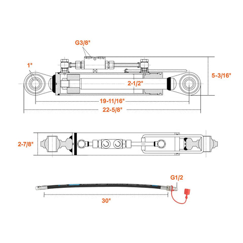 Heavy Duty Hydraulic Top Link Tractor Attachment Adjustable Cylinder Kit Knocks Out Heavy Tasks Smooth With Dual Hoses And Safety Check Valve Built Tough For Backbreaking Jobs No Sweat