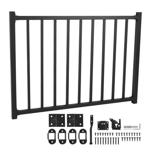 Slick Aluminum Deck Railing Door With No Fuss Self Closing Hinge And Darn Dependable Latch Quick Install Setup Weather Resistant Finish Top Shelf Quality Backyard Gates, black aluminum gate with hardware.