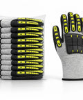 Knit Cut Resistant Work Gloves With Nitrile Coating And HPPE For A4 ANSI Cut Protection, TPR Back Of Hand Guards, 12 Pack