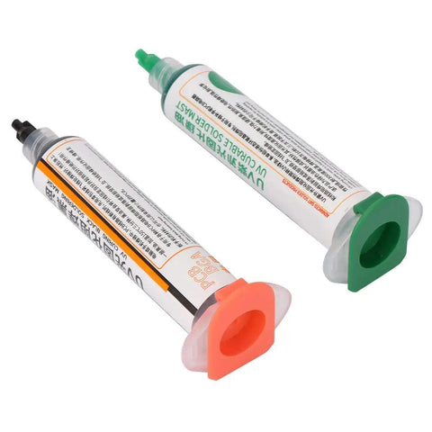 Two tubes of No Flux Liquid Solder Mask Ink For PCB DIY Pros UV Light Cure 2 Pack Black Cu Solder Mask Ink, 11x6x3 mm size