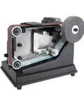 Super Slick Mini Belt Sander Workhorse With Polishing And Carving Accessory Kit For Wood Metal And Plastic showing motor and sanding belt.