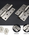 Automatic Self Closing Door Hinge Set In Stainless Steel For Wardrobe And Bathroom Doors With Soft Close And Easy Install