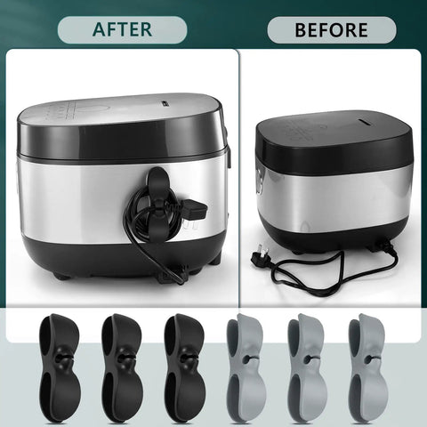 Cord Organizer For Kitchen And Home Appliances Keeps Cords Tidy And Tangle Free No More Cord Chaos on appliance before and after use