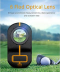 1500M Golf Rangefinder With Color Touch Screen And Slope Compensation Laser Distance Meter Featuring Angle Mode Obstacle Clearance with optical lens view.