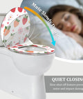 Generic Round Resin Toilet Seat for Bathroom with floral design, 14.5" x 16.5", features quiet closing mechanism.