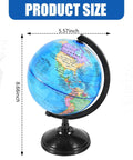 Rotating 6 Inch World Globe With Stand Kid Friendly For Learning Geography At School Or At Home shown with dimensions