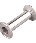 Stainless steel sanitary tri-clamp tube fitting, 1.5 in tri-clamp, 1 in tube OD, 4 in long.