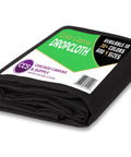 Folded Heavy Duty Cotton Canvas Drop Cloth Tarp for Painting and Home Projects in black 6x10 feet with label visible