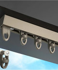 Ultra Thin Aluminum Curtain Track System With Ceiling Mount Seamless Sliding Rod For Heavy Curtains Room Divider Champagne Finish 13 Feet Long 4 Meters, ceiling-mounted