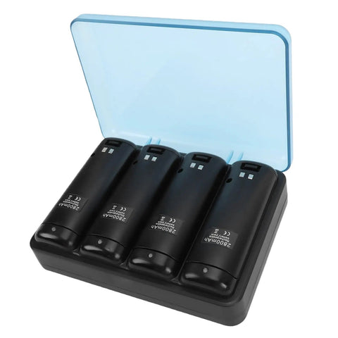 Four In One Remote Charging Station For Controllers With Four 2800mAh Rechargeable Batteries USB Cable And LED Indicator Dock