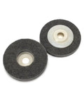 5 Pack 4 Inch Gray Nylon Fiber Polishing Wheels With 16mm Bore designed for metal prep and buffing, showcasing two wheels.
