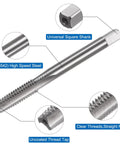 3 Piece Metric Hand Tap Set M8 X 1.25 tapered plug tap made of M2 high speed steel with universal square shank and clear threads.