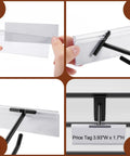 Heavy Duty 8 Inch Slatwall Double Bar Hooks Black 50 Pack For Retail Displays And Trade Shows Tough As Nails Powder Coated Steel With Anti Slip Tilted Tip For High Traffic Environments mounted on slatwall holding price tag