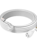 Heavy Duty 15 Ft Extension Cord With Flat Plug For Tight Spaces Behind Furniture And Desks, 14 AWG, 15 Amp, 125 Volt, 1875 Watt Power Cable