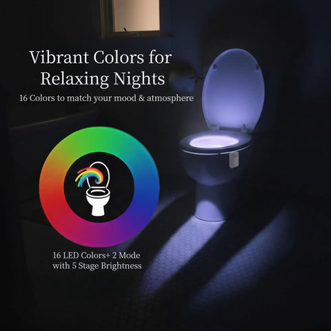 Rechargeable Toilet Night Light With Motion Sensor And 16 Color Changing LEDs Inside The Bowl Auto On When You Enter The Room Dusk To Dawn Sensor Kid Friendly Bathroom Decor And A Funny Gift For Dad