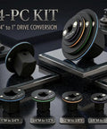 Low Profile Socket Adapter Set That Fits Tight Spooks Cr-Mo Steel Magnetic Ratchet Reducers Stackable Impact Drive Kit Sizes 1 To 3/4 And 3/8 To 1/4 Color Coded For Auto Repair And Garage Jobs. 4-piece adapters