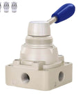 4HV210-08 Hand Lever Pneumatic Valve One Quarter Inch PT Ports Four Two Way Two Position Direct Acting Rotary Manual Control