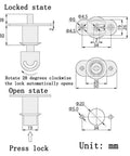 Top Notch Zinc Alloy Push Plunger Cabinet Lock With 32 Mm Cylinder And 19 Mm Diameter For Sliding Drawers Keyed Alike technical diagram