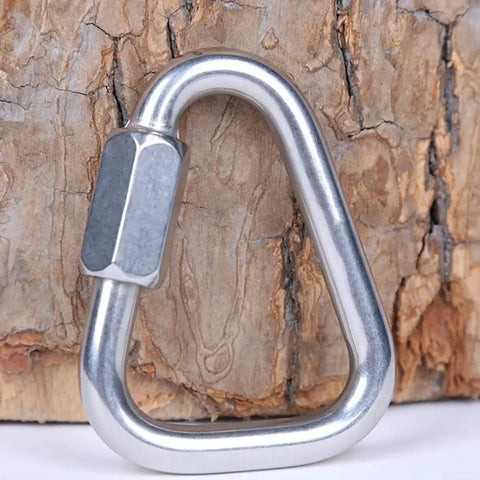 Stainless Steel Carabiner Heavy Duty Safety Lock For Climbing Caving Rappelling Firefighting Rescue And Industrial Rigging Up To 60kN Load Capacity 6mm Ideal For Outdoor Adventures Worksites And Industrial Rigging In Harsh Environments