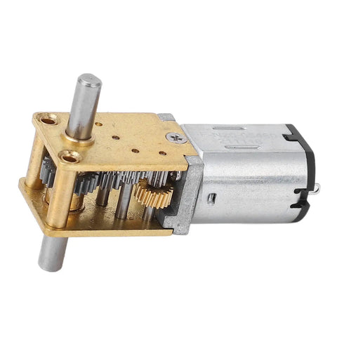 6V Micro Geared Motor With 100 RPM Gear Reduction for small machines, featuring brass and zinc alloy gears, side view