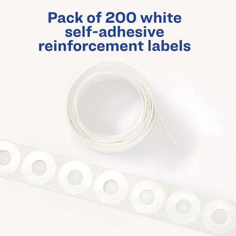 Self-Adhesive 3 Hole Reinforcement Labels For One Quarter Inch Holes White Non Printable Stickers That Actually Hold Up Durable Poly Vinyl Paper Lifesaver Keeps Your Punched Pages Clean And Strong 200 Labels, roll of labels