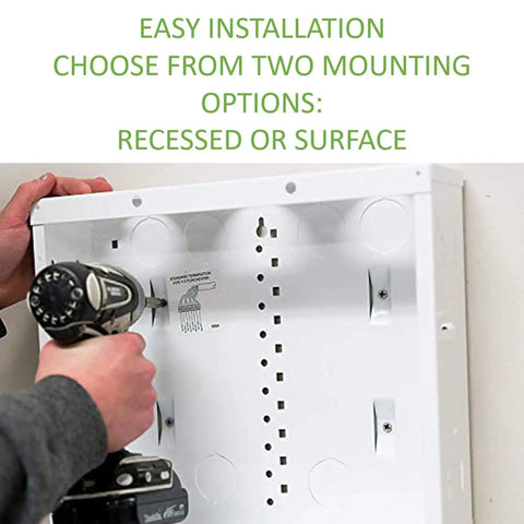 Installing 14 Inch In Wall Cable Management Media Box With 20 Gauge Steel Enclosure for Structured Wiring, glossy white finish visible
